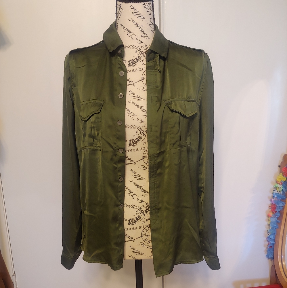 G-Star women army green collar button down shirt